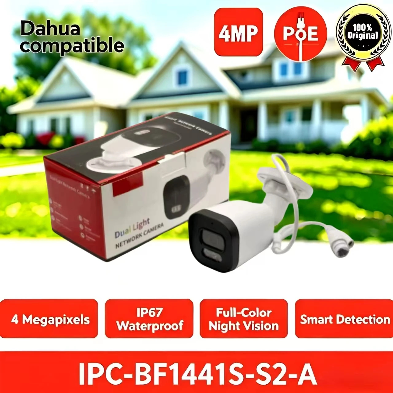 IPC‑BF1441S‑S2‑A 4MP Starlight IP  PoE Outdoor Waterproof IP67 IK10 IR Network Surveillance Security Camera Dahua Compatible - view 5