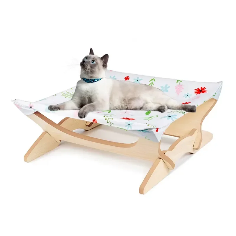 Wooden Cat Hammock Bed Wall Mounted Hanging Pet Bed for Indoor Cats Kittens Cozy Sleeping Perch Space Saving Furniture