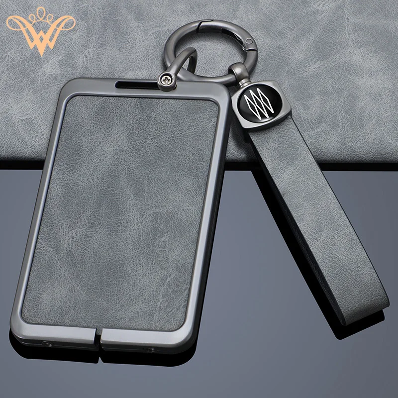 

Zinc Alloy Leather Car Key Cover Case Protector For Tesla Model 3 Model Y Car Key Fob Keychain Full Cover Accessories