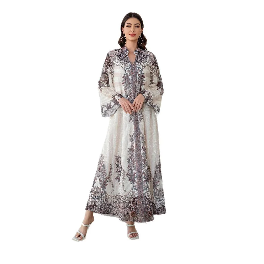 

Middle Eastern Muslim Women's Robe Embroidered Cloth Printing Hot Diamond Women's Dress Abayas