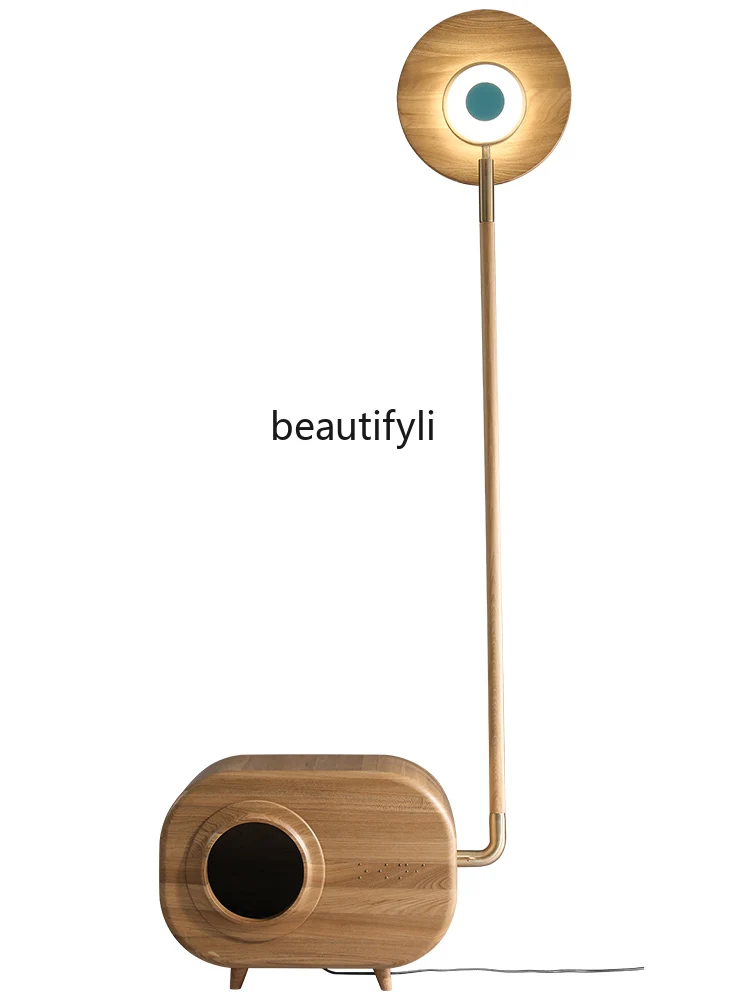 

Напольная Лампа для гостиной, спальни, художественная лампа для домика в виде кошки, вертикальная настольная лампа из массива дерева