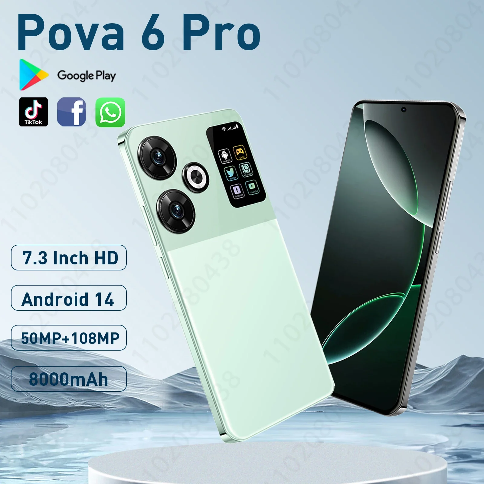 Original Pova 6 Pro Smartphone 5G 7.3inch Snapdragon 8 Gen3 Android 14 22G+2T Dual SIM Phone 8000mAh Unlocking Mobile Phone NFC