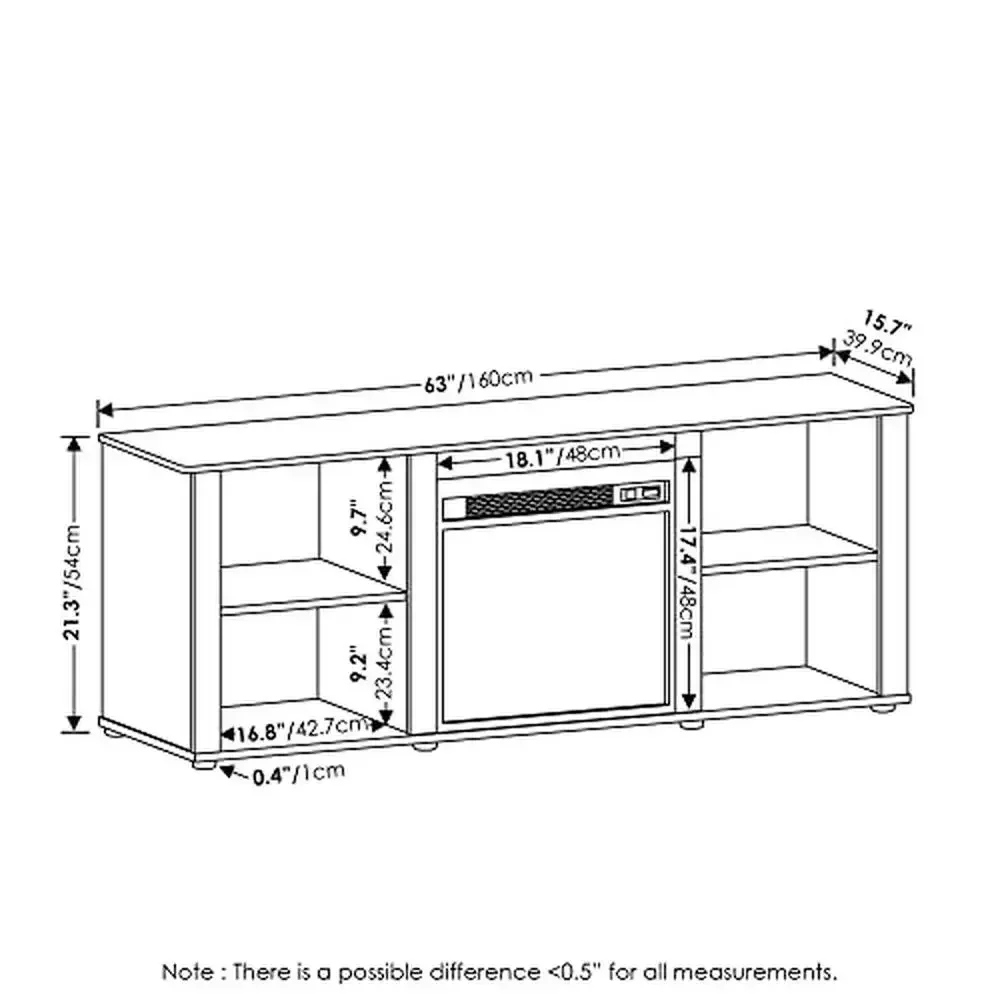 Wooden TV Stand with Built-in Fireplace Large 70 Inch Holds up to 60