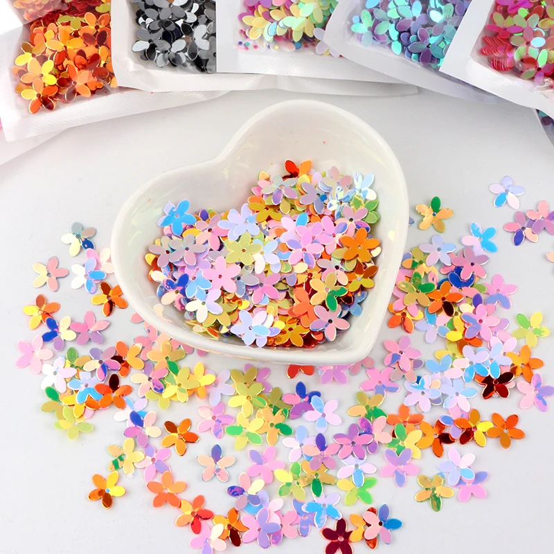 Sequin Matte White Color 10mm Cup Five Finger Flower Sequins Paillettes Sewing Wedding Craft Women Garments Accessories 10g/lot