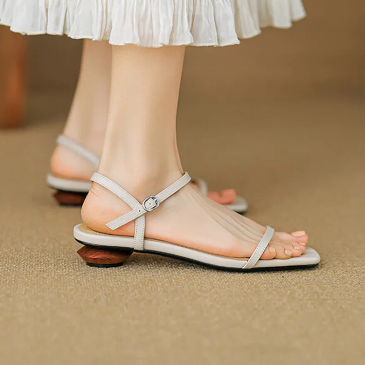 Beige Leather Women Flat Sandals Chic Design Narrow Strap Summer Beach Shoes Black Concise Fashion Sandalias Designer Heels