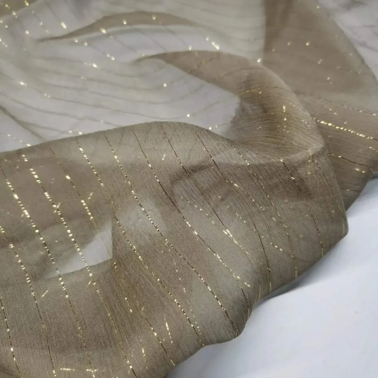 Shimmer Silk Georgette Chiffon Metallic Jacquard Shiny Silk Fabric For Dress Scarf