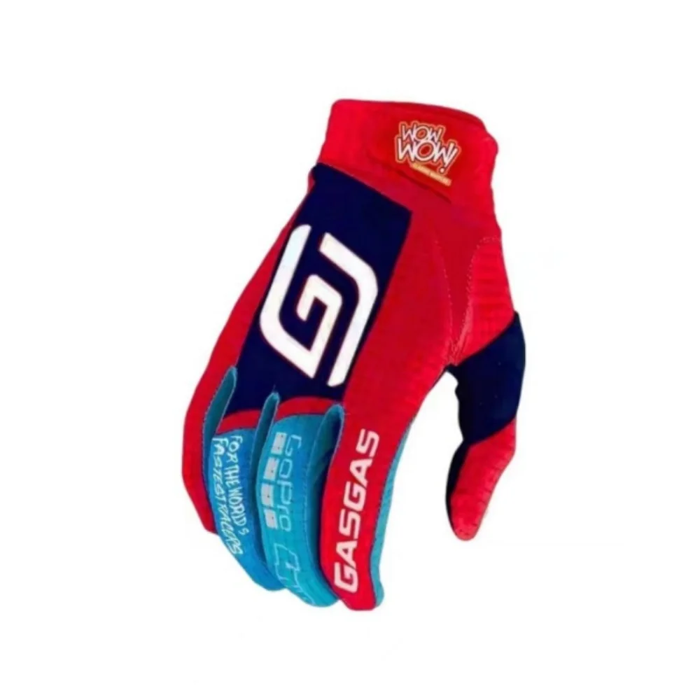 Sakkrrua Retro Red And Blue Colored Gloves, Off-Road Motorcycle Riding Outdoor Sports Gloves