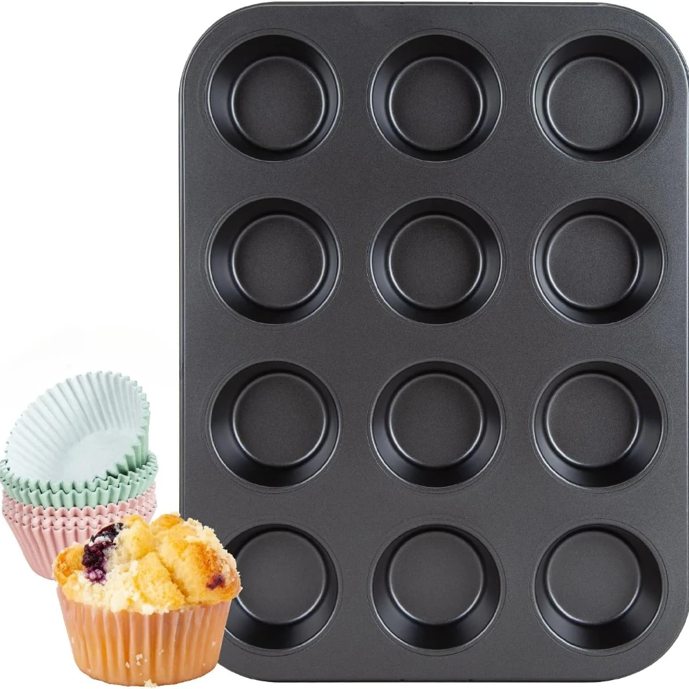

Форма для кексов с антипригарным покрытием, 6 или 12 чашек, форма для кексов, форма для кексов Brownie Egg Bites, форма для выпечки из углеродистой стали для духовки, форма для выпечки торта