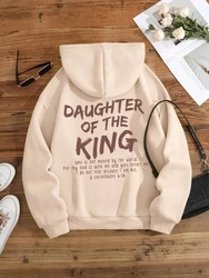 Daughter Of The King Letter Graphic Women Sweatshirts Simple Comfortable Hoodies Street Soft Hoodie Casual Warm Autumn Tracksuit