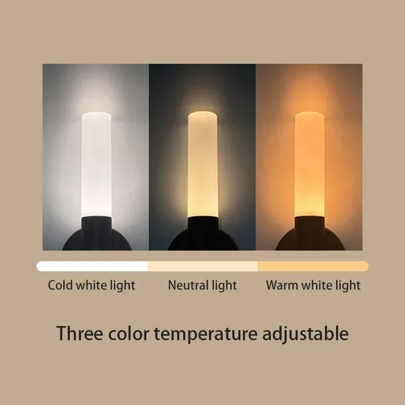 Motion Sensor Wood Night Light Wireless Type C Rechargeable LED Wall Lamp For Bedroom Bedside Kitchen Lamp 3color in one Lamp