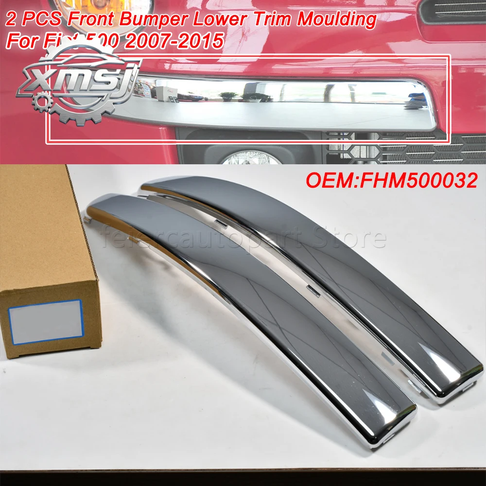 

735455056 735455057 Kit de moldura de ajuste inferior de parachoques delantero plateado cromado, 2 uds., para Fiat 500 2007-20