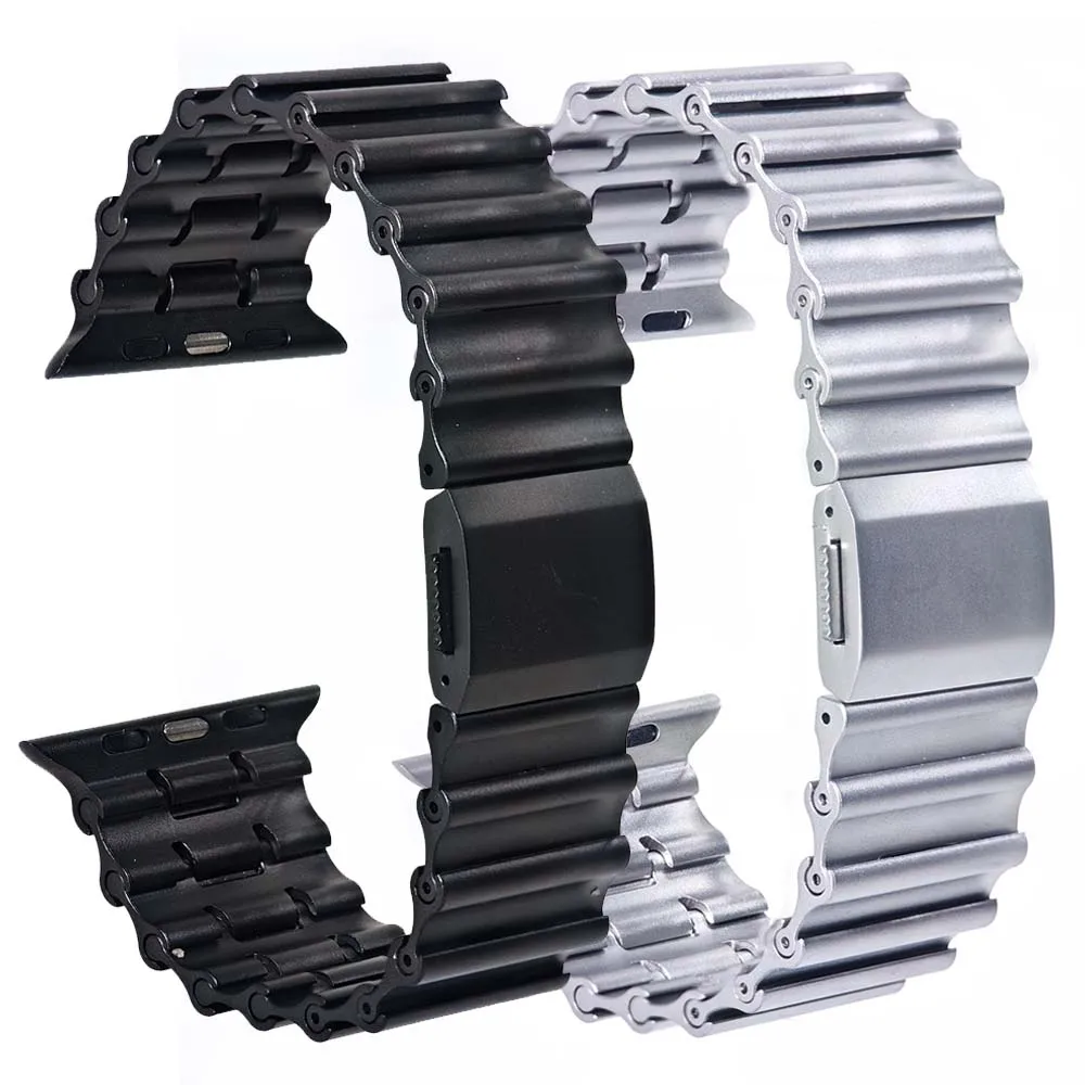 

Ремешок Ocean из нержавеющей стали для Apple Watch Ultra 3/2 49 мм 46 мм 45 мм 44 мм 42 мм Металлический ремешок для Iwatch Series 11 10 9 8 7 6 SE 5 4