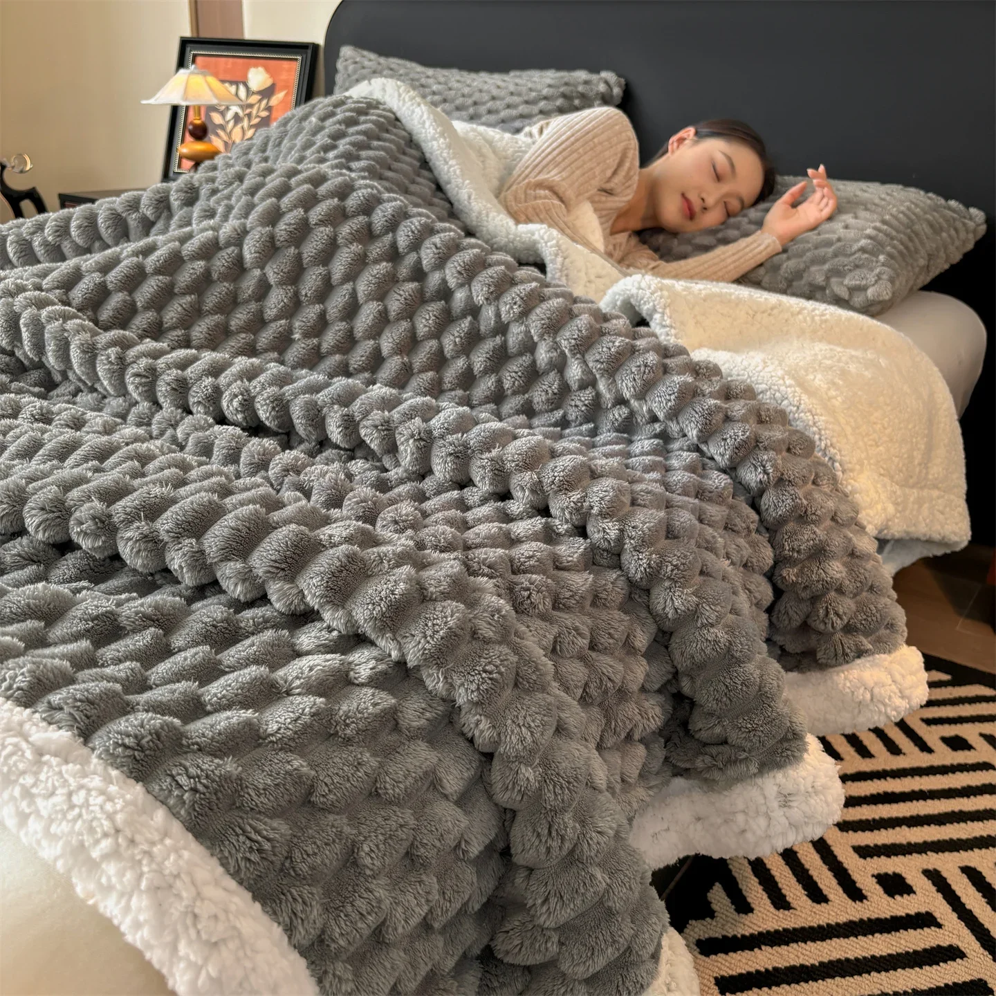 Thick Turtle Velvet Warm Autumn Winter Blankets for Bed Fluffy Soft Double Layer Plush Blanket Grade A Sherpa Fleece Sofa Throw