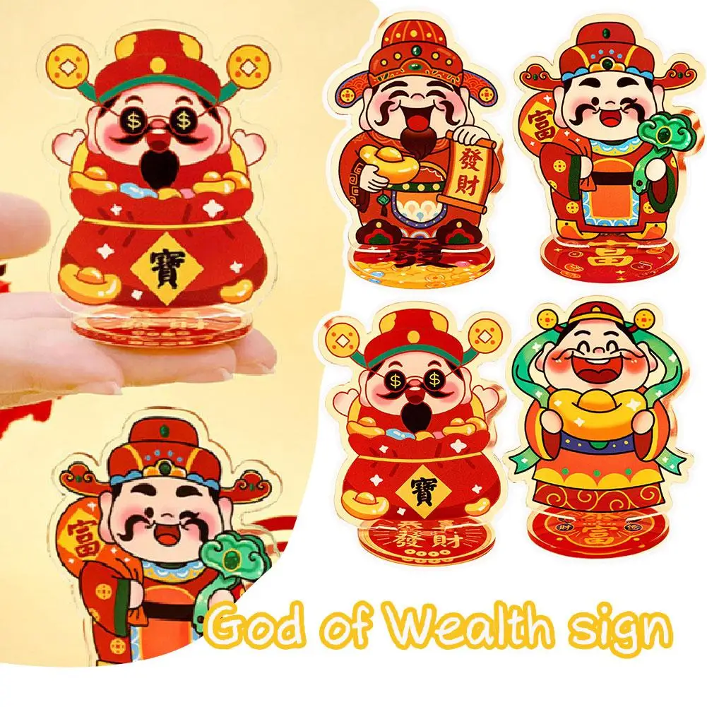 New Year Gift Creative God Of Wealth Plaque Acrylic Feng Shui Fortune Ornament Spring Festival Desktop Decor Gift For Frien I1D7