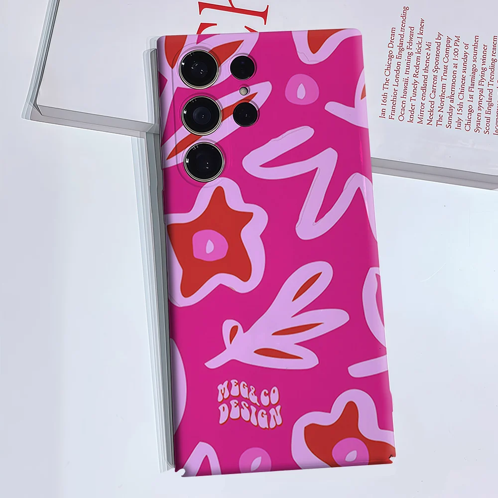 Pink Blooms Phone Case for Samsung Galaxy S26 S25 S24 S23 Ultra Plus Luxury Double-layer anti-fall Back Cover