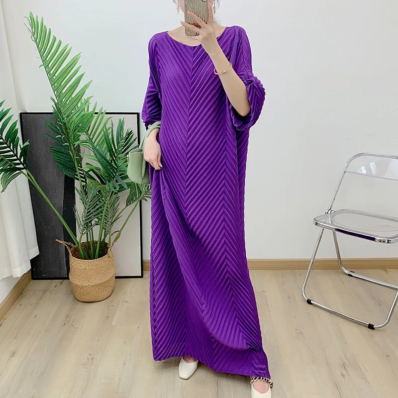 Miyake Pleated Dress 2023 Summer New Handmade Pleated Loose Slouchy Long Dress Fashion 2023 Autumn New Dresses for Women