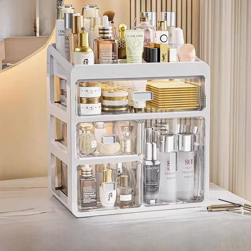 

Desktop Cosmetic Storage Box Drawer Type Partitioned Makeup Skincare Lipstick Organizer Simple Plastic Jewelry Box