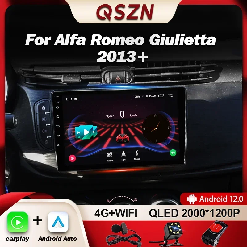 QSZN Car Radio For Alfa Romeo Giulietta 2013 + Multimedia Video Player GPS 4G Carplay Android 12 Autoradio 2K QLED Head Unit DSP