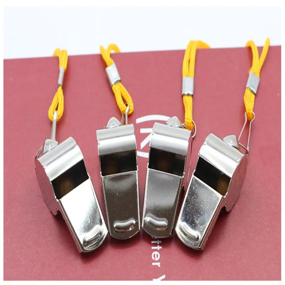 Team Sport Loud Metal Whistle Professional With Rope Referee Whistles Strong Portable Stainless Steel Whistles Rugby