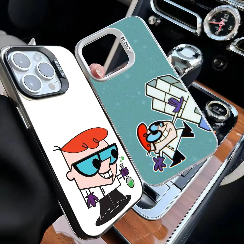 حافظة هاتف كارتون D-Dexters Lab لهاتف iPhone 16,15,14,13,12,11,Mini,Pro,MAX غطاء أبيض غير لامع مقاوم للصدمات