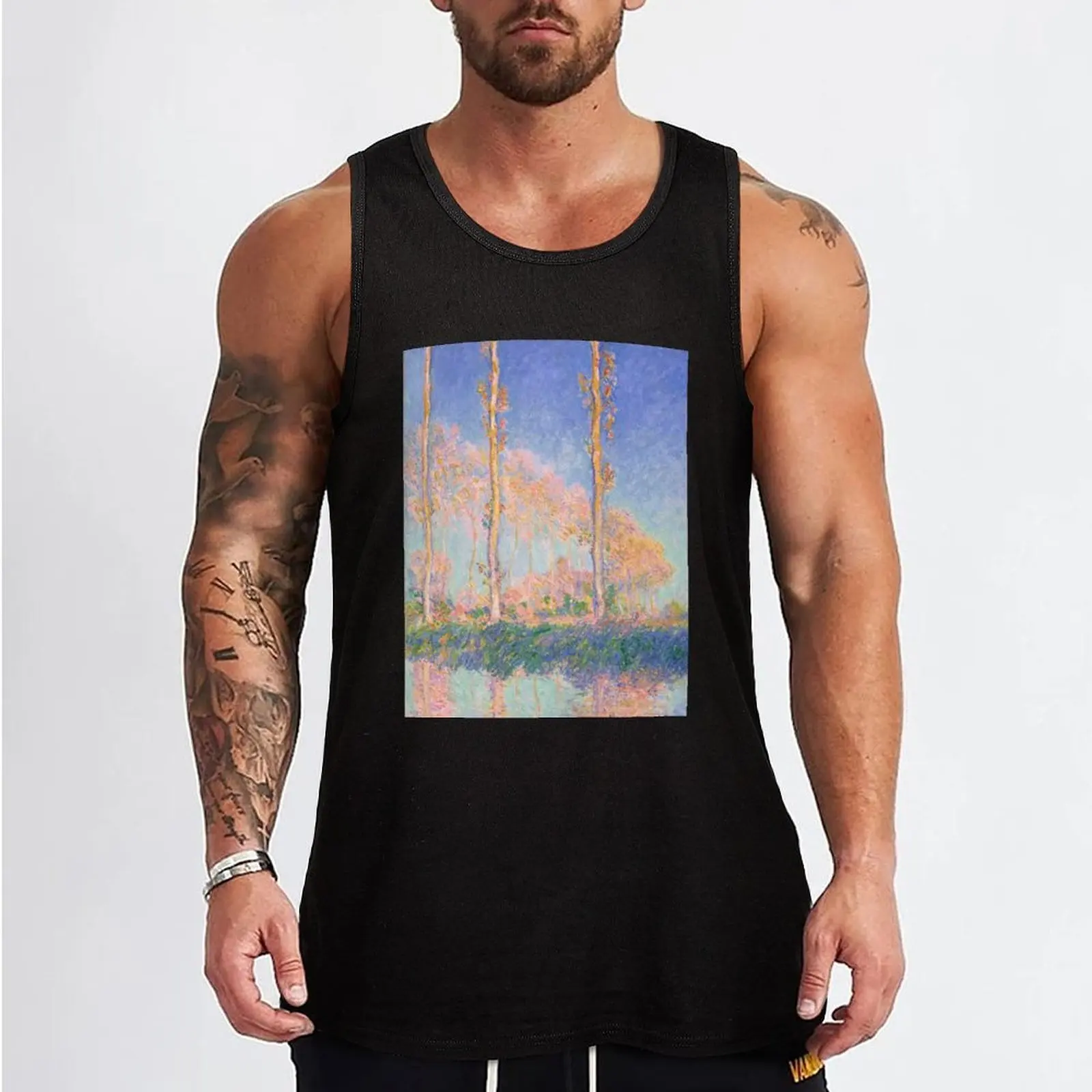 Claude Monet - Poplars (Autumn), 1891 Tank Top Gym T-shirts for men bodybuilding t shirt