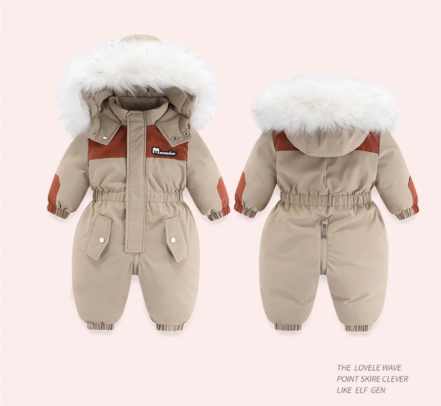 30 Grad Winter Baby Kleidung Overalls Outwear Anzüge Für Kleinkinder Baby Ski Anzug Dicken Baby Overall Wasserdicht Mit Kapuze Für mädchen – Detail 22