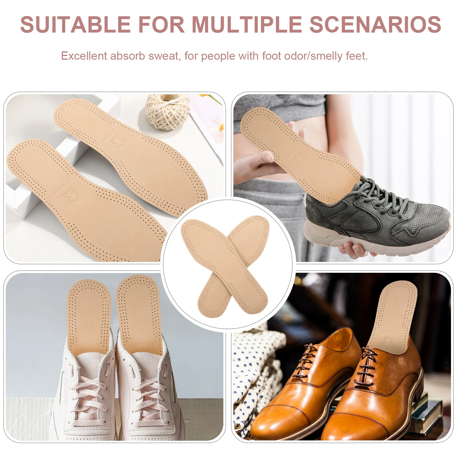 

Comfortable Shoe Inserts Breathable Insoles Brown Absorb Sweat Replacement