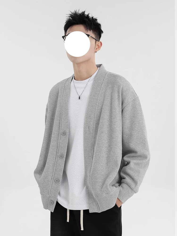 

American Sle ey Long Sve Knitted Casual Cardigan Sweatirt Jaet for Men Spring Autumn New Trend Loose Top