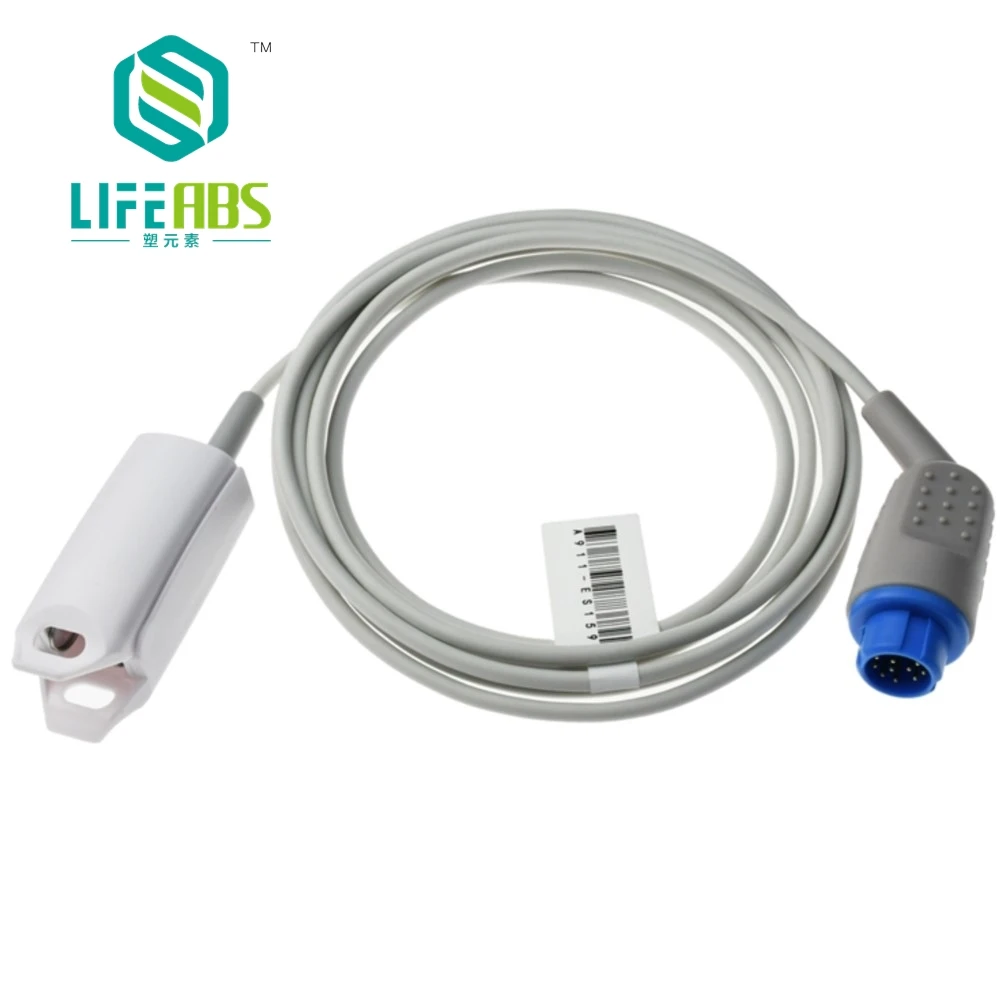 

Детский зажим для пальца, зажим для ушей, силиконовый длинный кабель, датчик кислорода Spo2, многоразовый датчик Spo2 для монитора ChinaB * iolight A6/7000Patient