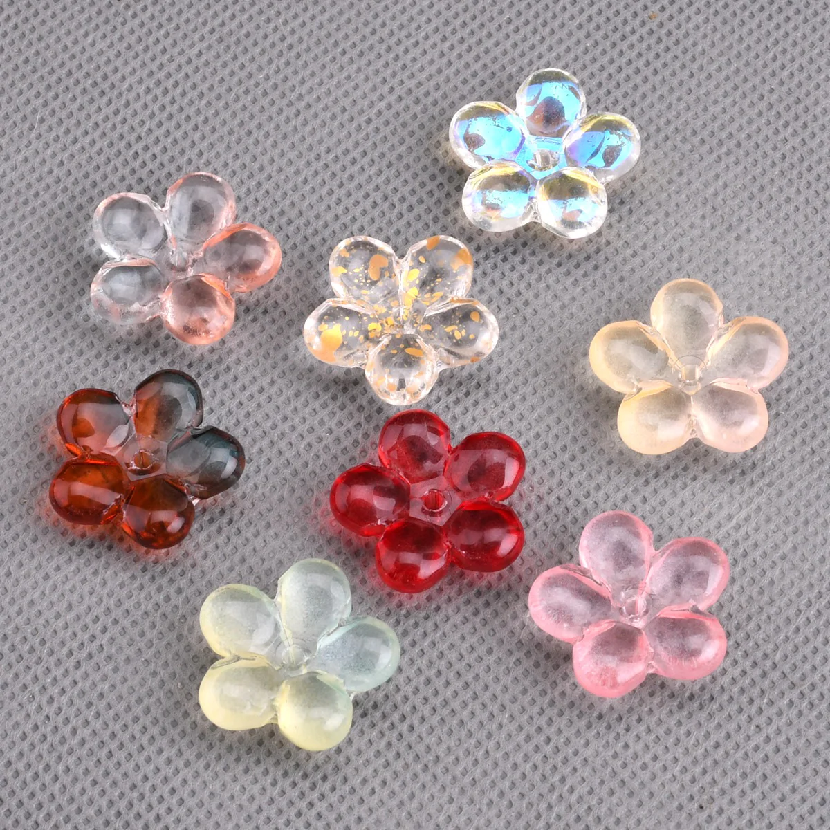 

10pcs 21mm Flower Shape Colorful Handmade Lampwork Glass Loose Beads For Jewelry Making DIY Bracelet Crafts Findings