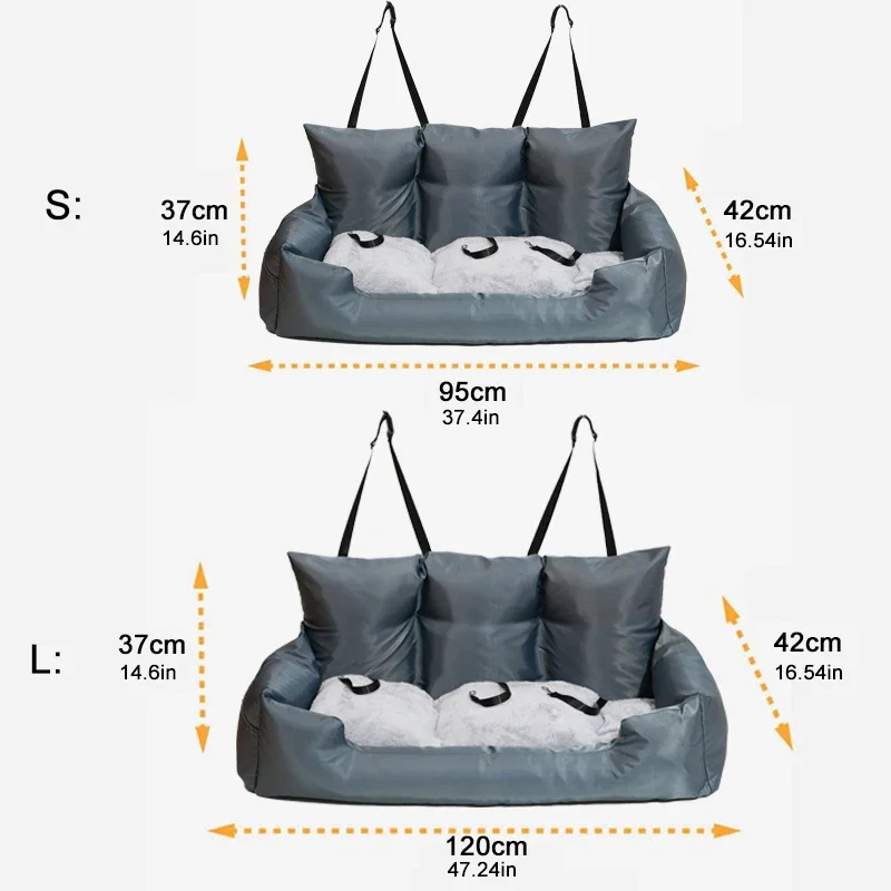 Luxury Removable Waterproof Dog Car Seat Dog Beds Pet Car Seat Portable Travel Dog Car Backseat Pet Carrier Bag Solid Pattern