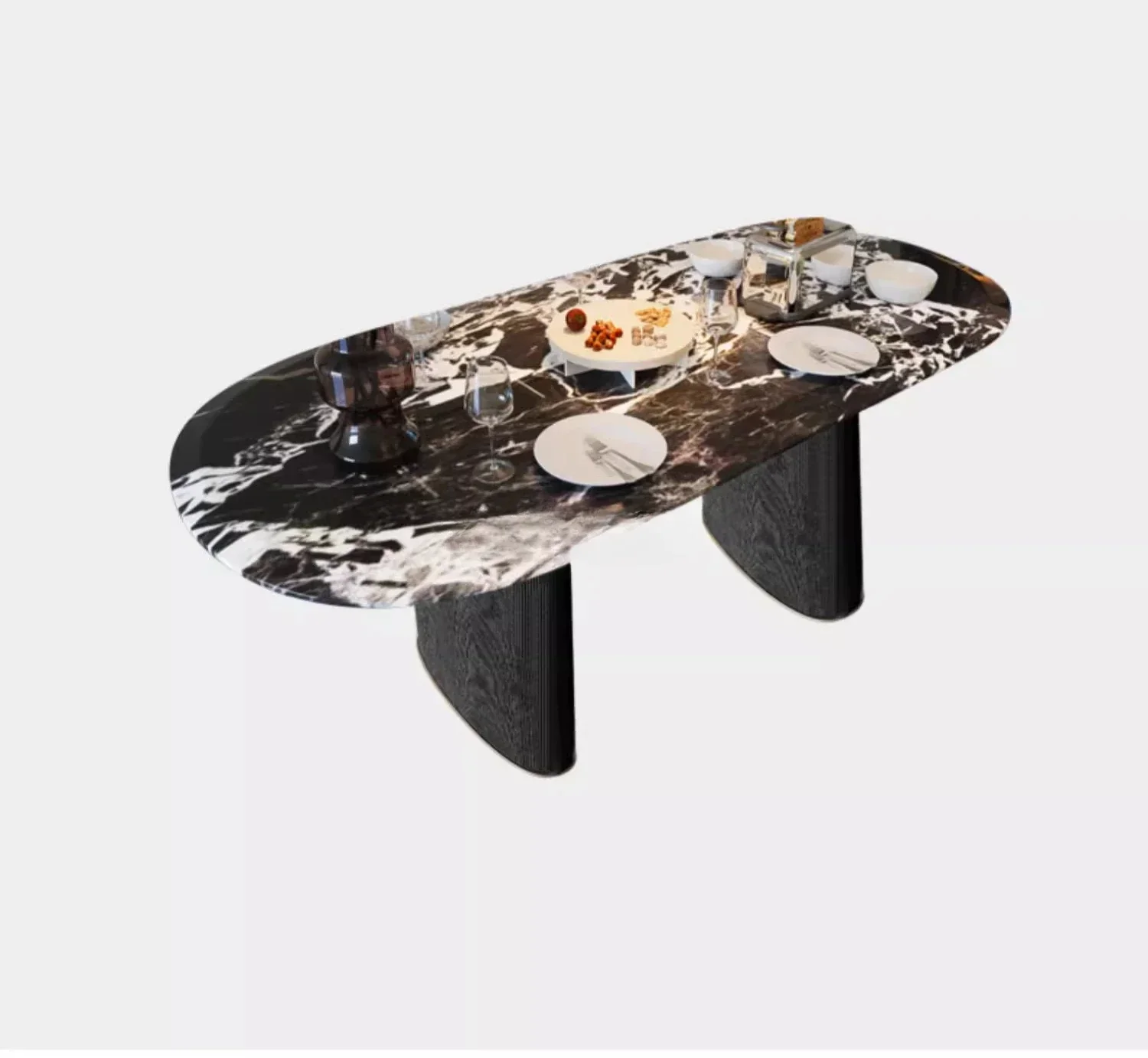 

Черный обеденный стол из натурального камня, современный минималистский итальянский минималистичный овальный стол