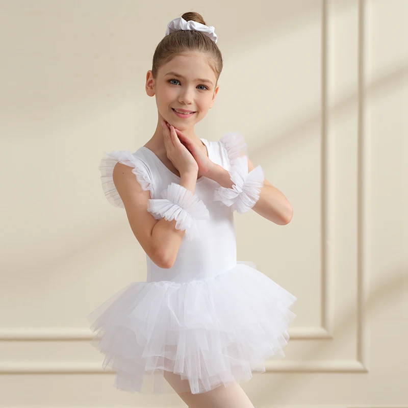 Robe Tutu de Ballet en tulle pour filles, 4 pièces, justaucorps, mode professionnelle, robe de soirée dansante pour enfants, Costume de spectacle ﻿
