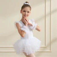 Vestido tutú de ballet de tul de 4 piezas para niñas, leotardo, moda profesional, vestido de fiesta de baile para niños, disfraz de actuación