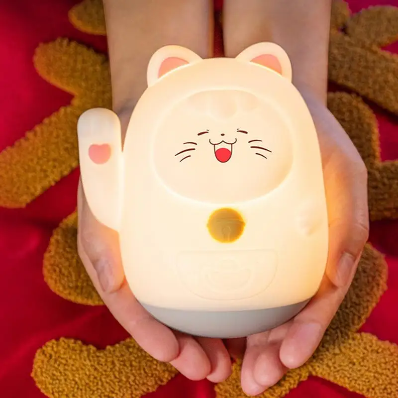 Cat Night Light Lucky Cat Night Light Nursery Lamp Dimmable Childrens Night Light Bedside Lamp For Bedrooms Study Room