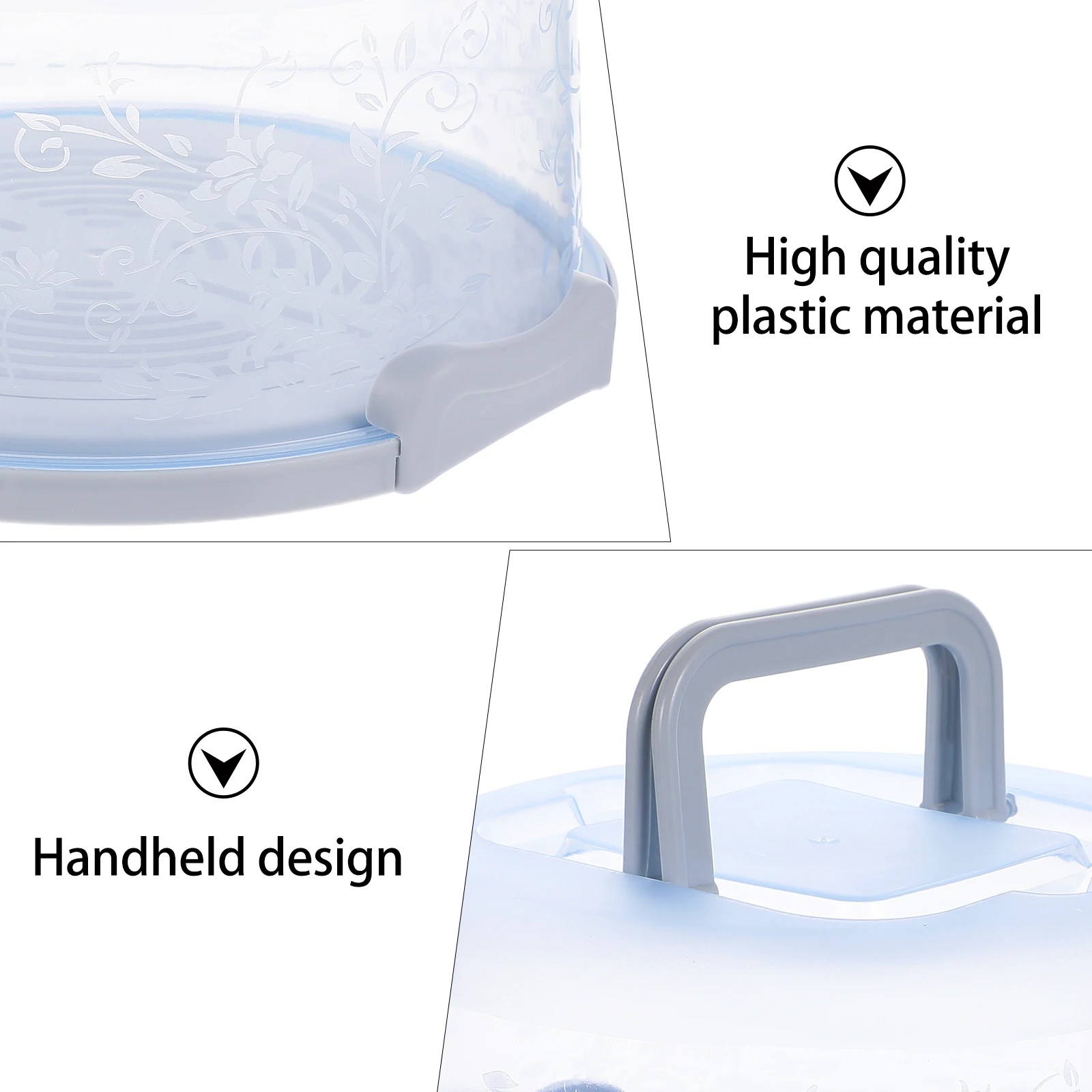 

Portable Cake Box Blue PP Material Sealing Buckle Easy Assembled Baking Packaging Container with Handle for Cakes Food