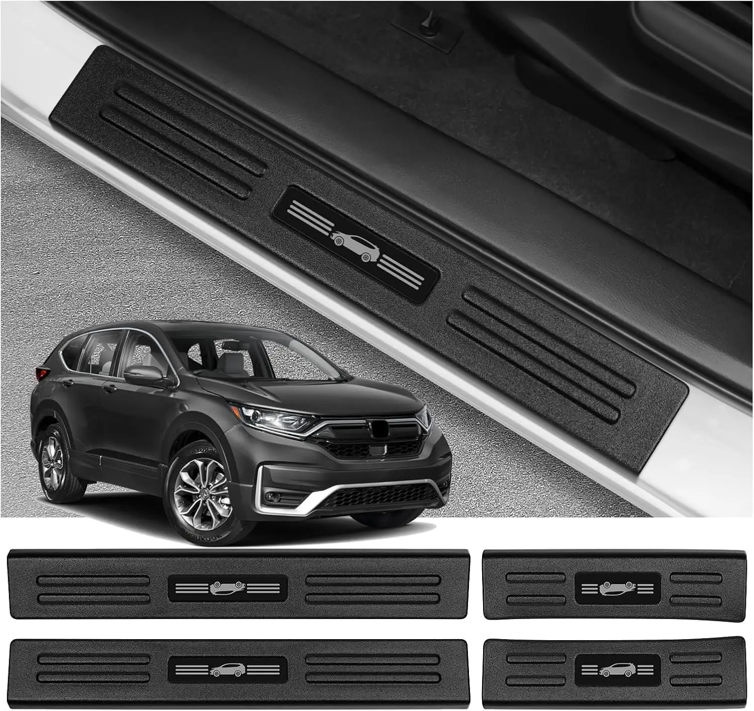 

4PCS Door Sill Protector for Honda CRV 2017-2022 Hybrid (Include HEV) Accessories Matte Black ABS Material Front and Rear Door