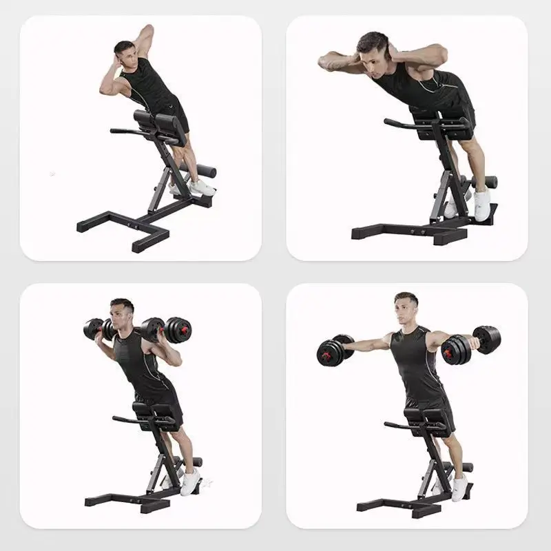 Silla Romana Multifuncional para Ejercicios de Piernas y Espalda, Ajustable, Plegable, con Soporte para Mancuernas