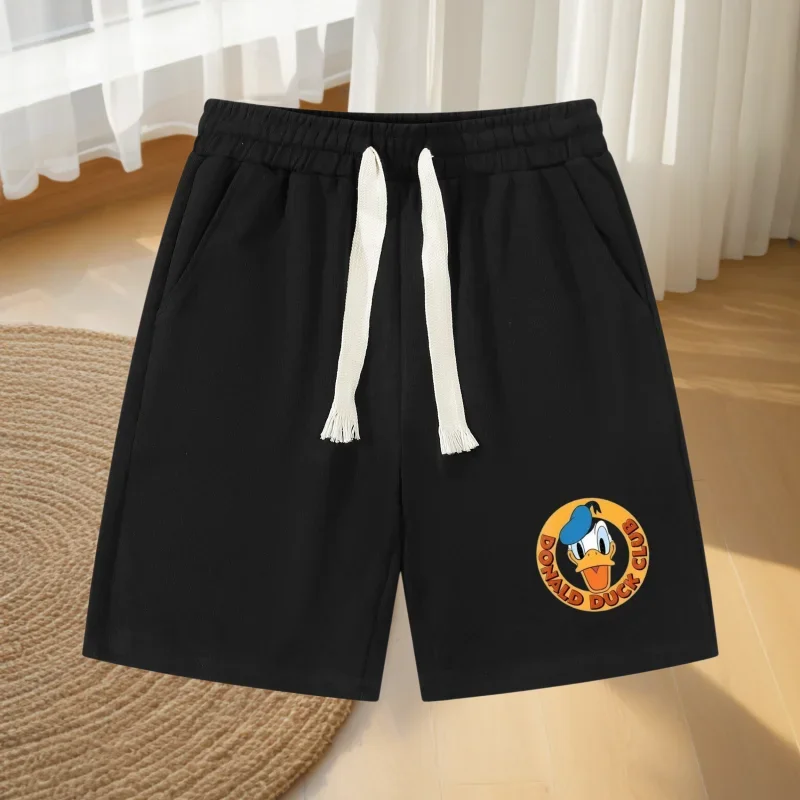 

2025 New Disney Donald Duck Pattern Summer Casual Sport Shorts Loose Fit Elastic Waistline with Drawstring Breathable Fabric
