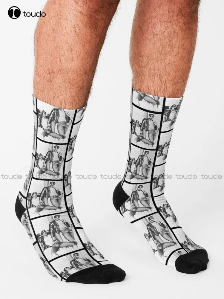 Vintage Tom Of Finland - Frisky Duo Socks Cycling Socks Personalized Custom Unisex Adult Teen Youth Socks 360° Digital Print Art