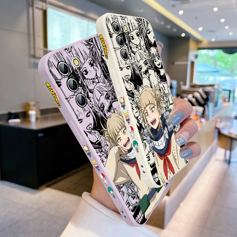 My Hero Anime Himiko Toga Phone Case For Samsung Galaxy S24 S23 S22 S21 S20 Pro FE Plus Ultra Liquid Left Rope Cover