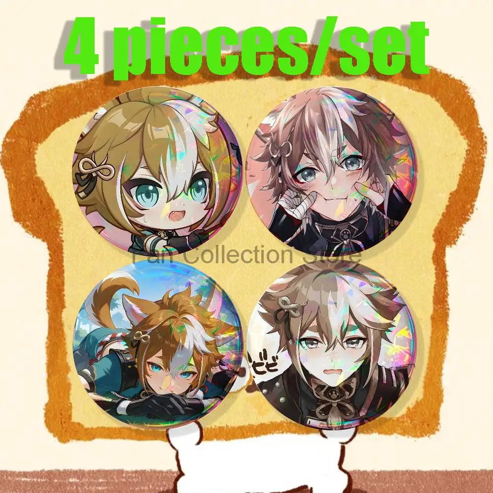 G-Gorou G-Genshin Game 4-piece set Enamel Pins Cartoon Anime Badge Fashion Jewelry Accessories Round
