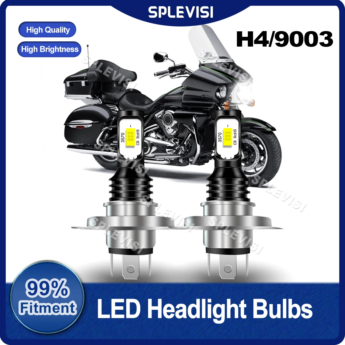 SPLEVISI LED H4/9003 Headlight Replace For Kawasaki Ninja 500R EX500D 600R ZX600A 750R ZX750F 900R ZX900A Pure White CSP Chips