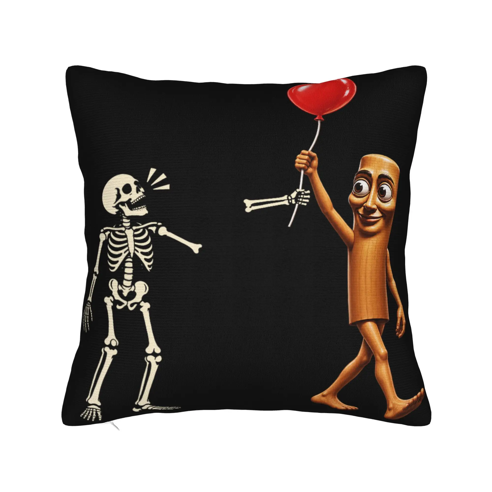 Tung Sahur Skeleton Balloon Dark Humor Creepy Halloween Pillow Cover  Morden Pillow Case For Office Car Home Decor Pillowcases