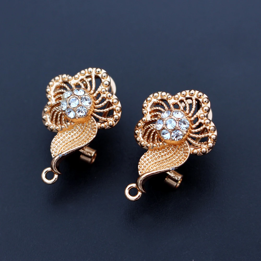 

10pair Women Statement Flower Studs Earrings Post Linker Connectors for Indian Chile Bridal Wedding Jewelry Dangle Earrings