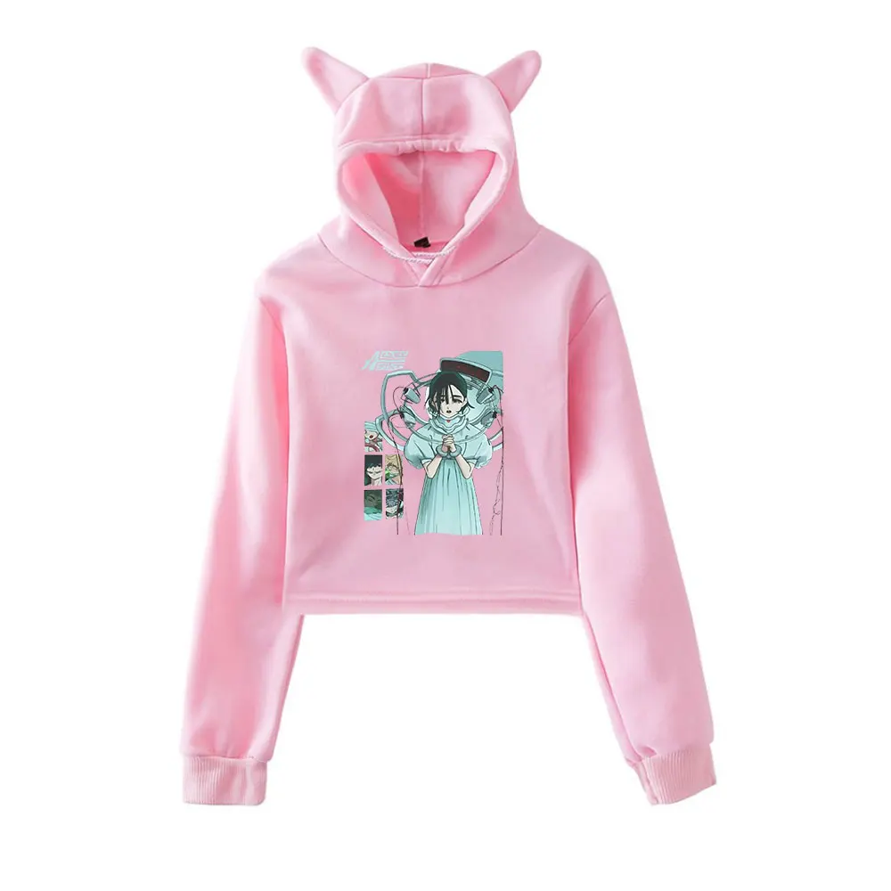 

Alien Stage Merch, винтажная уличная одежда 90-х годов, толстовка с логотипом, толстовки для девочек, укороченный модный спортивный пуловер с кошачьими ушками