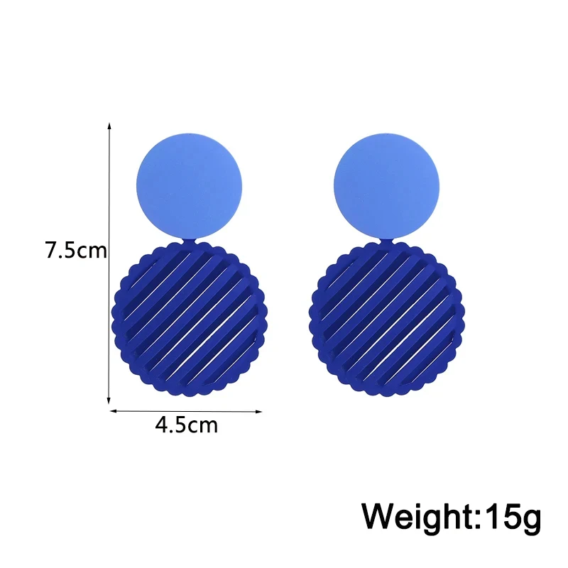 New Blue Hollow Round Pendants Women's Dangle Earrings Two-layers Round Piece Exaggerated Ear Decoration 2026 Trendy New
