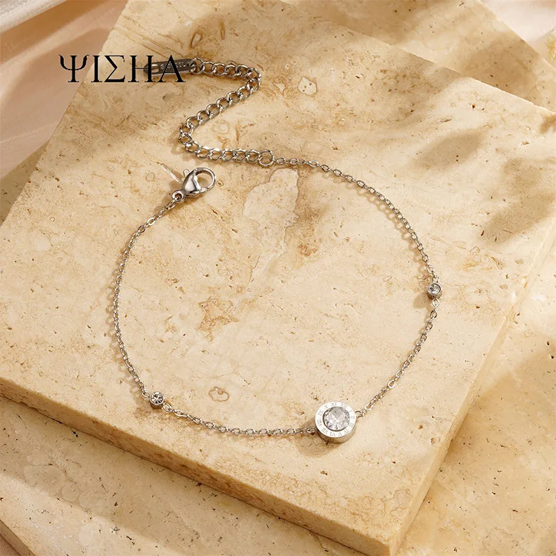 Stainless Steel Roman Digtal Zircon Bracelet for Women Simple Fashion Gold Plated Couple Bracelets Jewelry Accessories Gifts