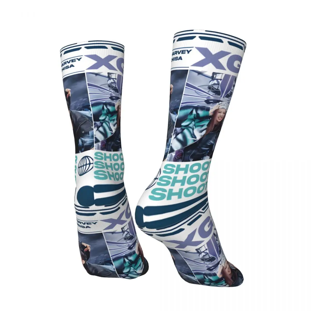 Retro XG Pop Herren Kompression socken Unisex XG Harajuku nahtlos bedruckte Neuheit Crew Socke