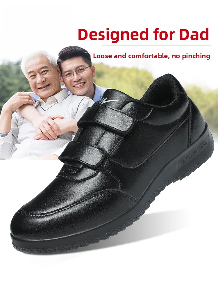 

Мужские повседневные кроссовки Double Star с кожаной поверхностью, водонепроницаемые, для спорта и прогулок, черные, удобные, весенние